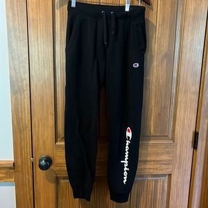 Black champion, sweatpants